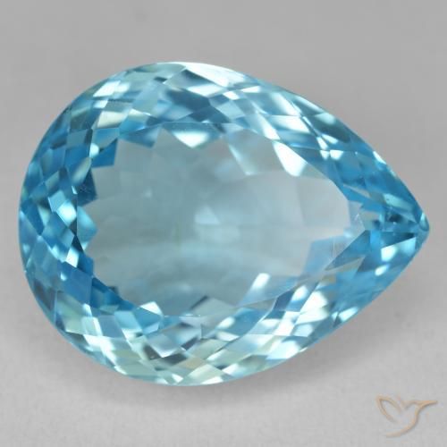 Topazio Blu svizzero naturale da 25.41 ct, Forma a pera, VVS-VS
