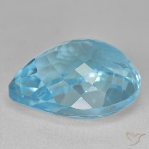 Topazio Blu svizzero naturale da 25.41 ct, Forma a pera, VVS-VS