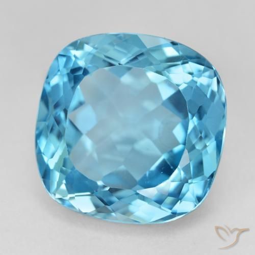 Topazio Blu svizzero naturale da 21.83 ct, Cuscino, VVS-VS