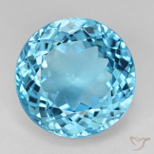 27.45ct Naturale Blu svizzero Topazio, Rotondo, VVS-VS