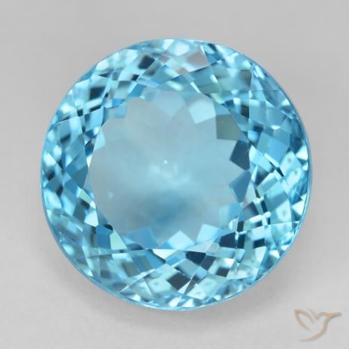 Topazio Blu svizzero naturale da 27.45 ct, Rotondo, VVS-VS