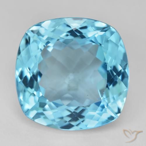 Topazio Blu svizzero naturale da 29.54 ct, Cuscino, VVS-VS