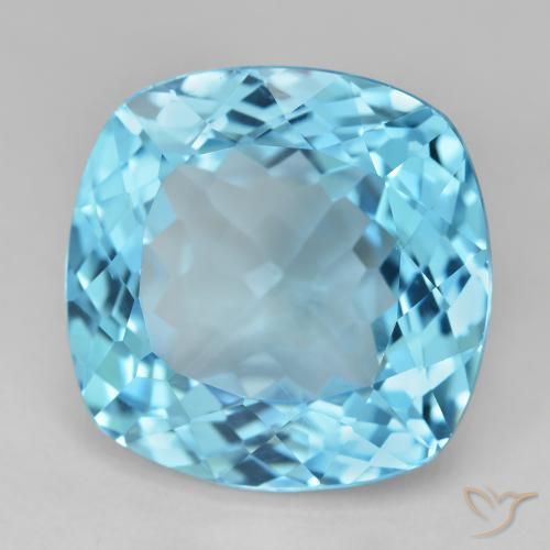 Topazio Blu svizzero naturale da 29.54 ct, Cuscino, VVS-VS
