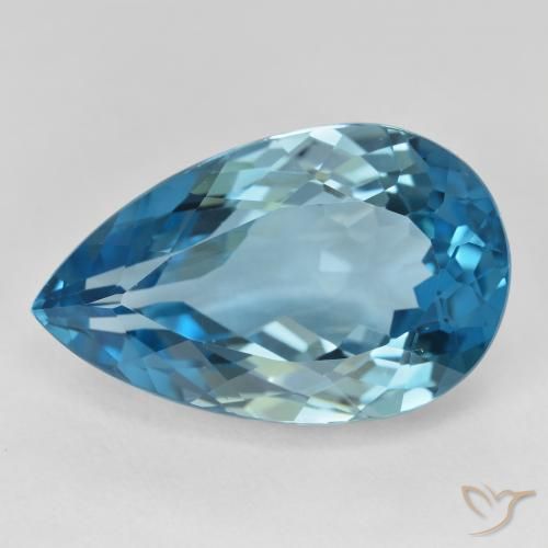22.19ct Naturale Blu svizzero Topazio, Forma a pera, VVS-VS