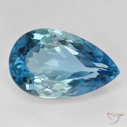Topazio Blu svizzero naturale da 22.19 ct, Forma a pera, VVS-VS