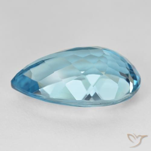 Topazio Blu svizzero naturale da 22.19 ct, Forma a pera, VVS-VS
