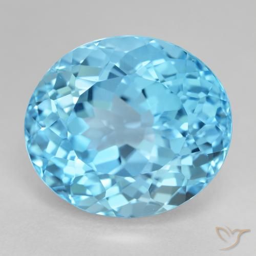 Topazio Blu svizzero naturale da 21.10 ct, Ovale, VVS-VS
