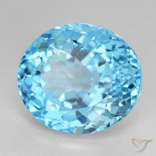 Topazio Blu svizzero naturale da 21.10 ct, Ovale, VVS-VS