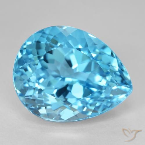 Topazio Blu svizzero naturale da 23.23 ct, Forma a pera, VVS-VS