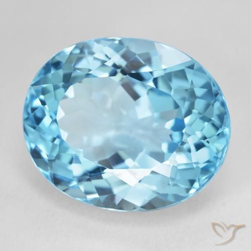 Topazio Blu svizzero naturale da 22.53 ct, Ovale, VVS-VS