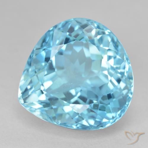 Topazio Yale Blue naturale da 25.68 ct, Forma a pera, VS