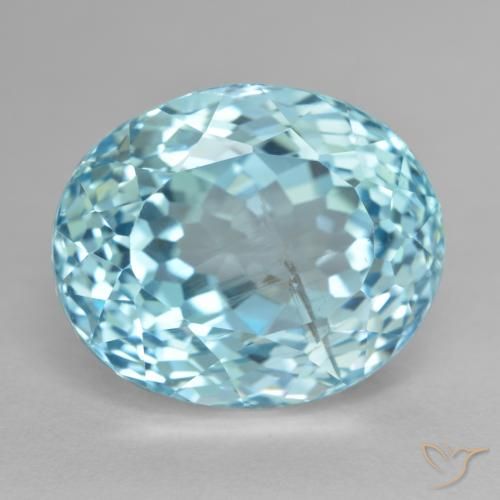 Topazio Blu verdastro chiaro naturale da 26.66 ct, Ovale, VS