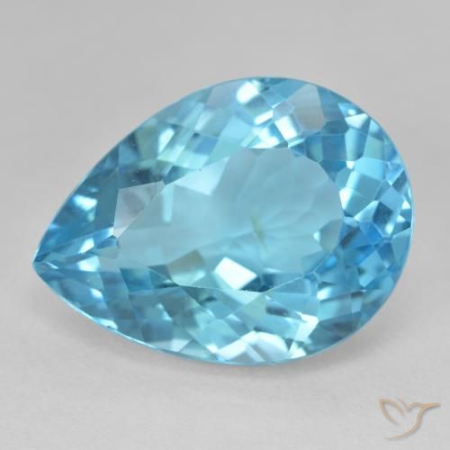 28.60ct Naturale Blu svizzero Topazio, Forma a pera, VVS-VS