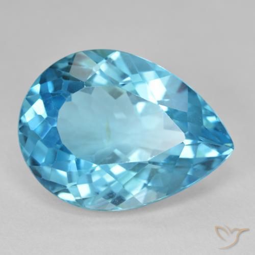 Topazio Blu svizzero naturale da 28.60 ct, Forma a pera, VVS-VS