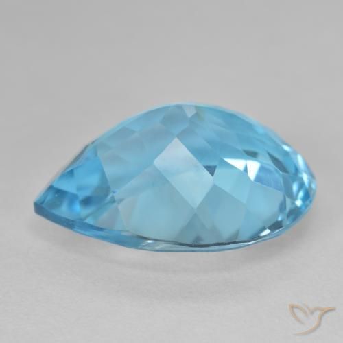 Topazio Blu svizzero naturale da 28.60 ct, Forma a pera, VVS-VS