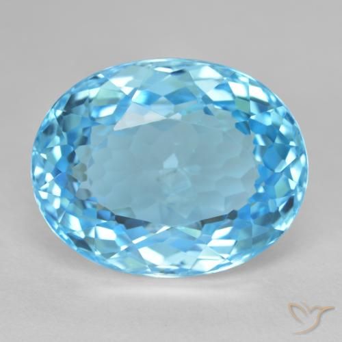 28.06ct Naturale Blu svizzero Topazio, Ovale, VVS-VS