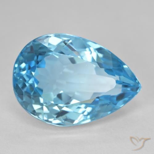 Topazio Blu svizzero naturale da 23.95 ct, Forma a pera, VS