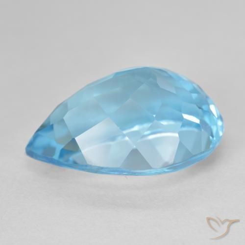 Topazio Blu svizzero naturale da 23.95 ct, Forma a pera, VS