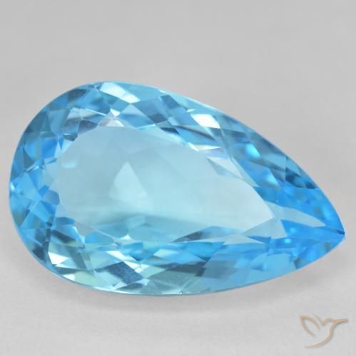 27.27ct Naturale Blu svizzero Topazio, Forma a pera, VVS-VS, Photo A