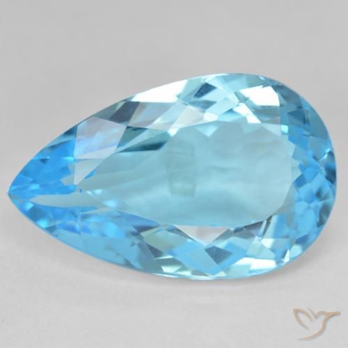 Topazio Blu svizzero naturale da 27.27 ct, Forma a pera, VVS-VS