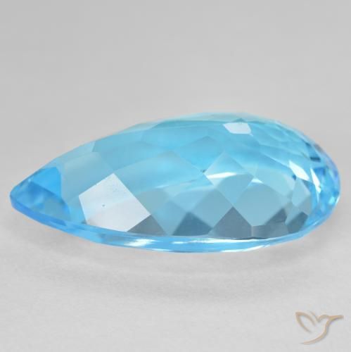 Topazio Blu svizzero naturale da 27.27 ct, Forma a pera, VVS-VS