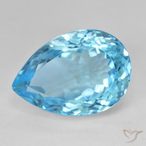28.78ct Naturale Blu svizzero Topazio, Forma a pera, VS