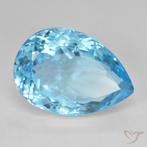 Topazio Blu svizzero naturale da 28.78 ct, Forma a pera, VS