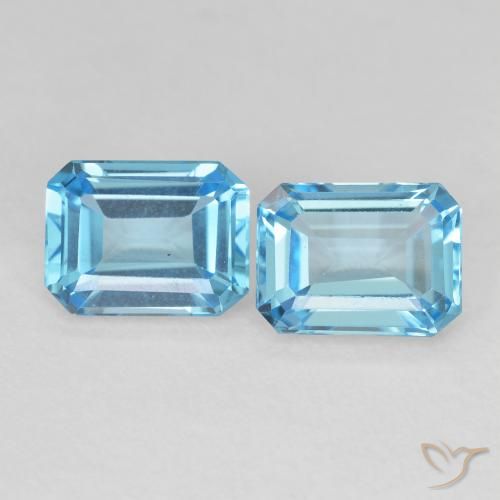Gemme di Topazio Blu svizzero naturale da 3.96 ct, Ottagonale / Taglio smeraldo, VVS