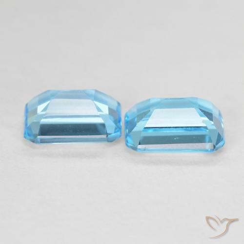 Gemme di Topazio Blu svizzero naturale da 3.96 ct, Ottagonale / Taglio smeraldo, VVS