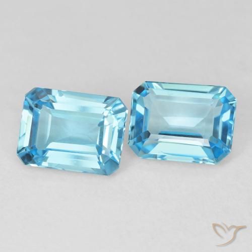 Gemme di Topazio Blu svizzero naturale da 3.86 ct, Ottagonale / Taglio smeraldo, VVS