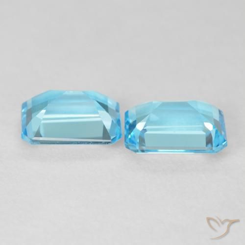 Gemme di Topazio Blu svizzero naturale da 3.86 ct, Ottagonale / Taglio smeraldo, VVS