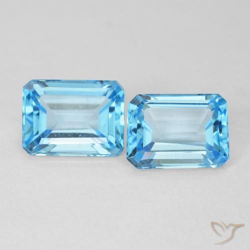 Gemme di Topazio Blu svizzero naturale da 3.68 ct, Ottagonale / Taglio smeraldo, VVS-VS