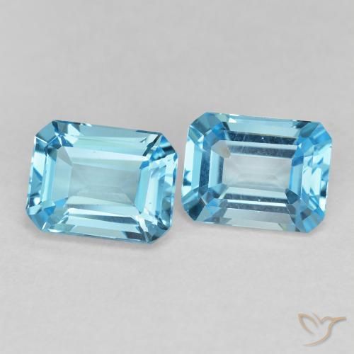 Gemme di Topazio Blu svizzero naturale da 3.89 ct, Ottagonale / Taglio smeraldo, VVS-VS