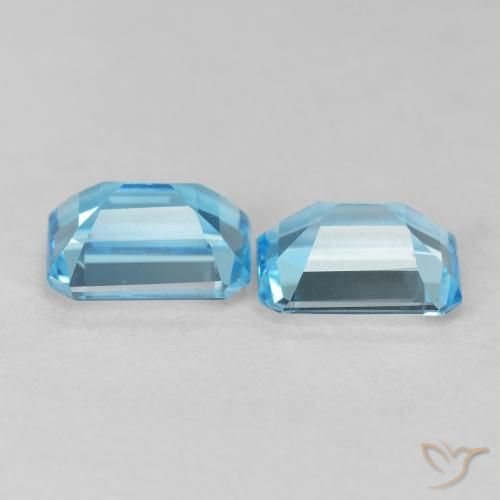 Gemme di Topazio Blu svizzero naturale da 3.89 ct, Ottagonale / Taglio smeraldo, VVS-VS