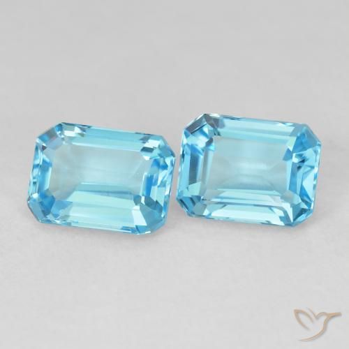 Gemme di Topazio Blu svizzero naturale da 3.88 ct, Ottagonale / Taglio smeraldo, VVS-VS