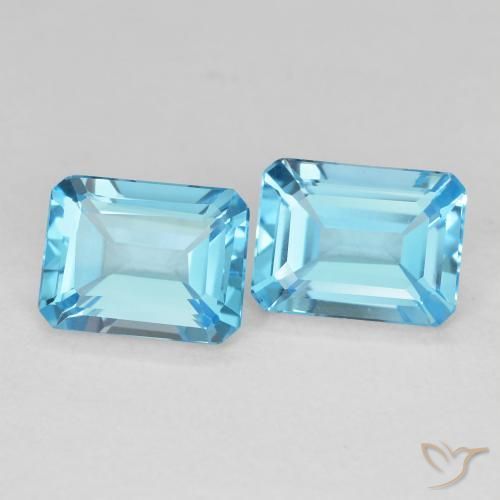 Gemme di Topazio Blu svizzero naturale da 3.56 ct, Ottagonale / Taglio smeraldo, VVS-VS