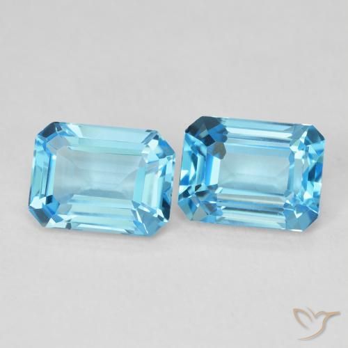 Gemme di Topazio Blu svizzero naturale da 3.81 ct, Ottagonale / Taglio smeraldo, VVS-VS