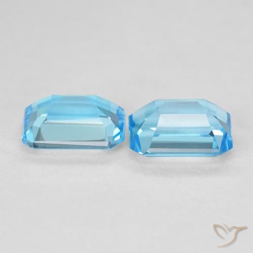 Gemme di Topazio Blu svizzero naturale da 3.81 ct, Ottagonale / Taglio smeraldo, VVS-VS