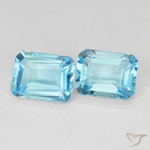 Gemme di Topazio Blu svizzero naturale da 3.84 ct, Ottagonale / Taglio smeraldo, VVS-VS