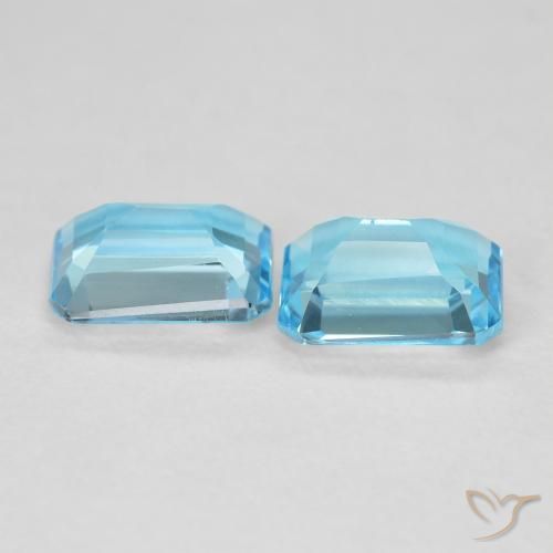 Gemme di Topazio Blu svizzero naturale da 3.84 ct, Ottagonale / Taglio smeraldo, VVS-VS