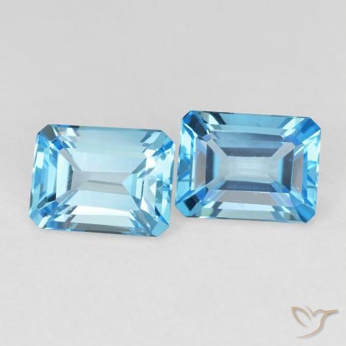 Gemme di Topazio Blu svizzero naturale da 3.94 ct, Ottagonale / Taglio smeraldo, VVS-VS