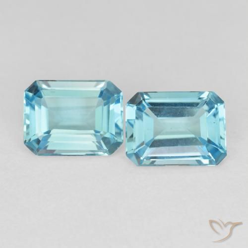 3.35ctw Naturale Azzurro cielo chiaro Topazio, Taglio smeraldo, VVS-VS
