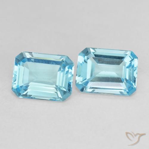 Gemme di Topazio Azzurro cielo chiaro naturale da 3.35 ct, Ottagonale / Taglio smeraldo, VVS-VS