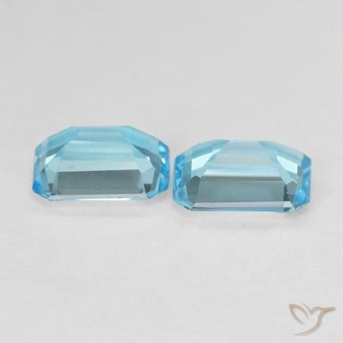 Gemme di Topazio Azzurro cielo chiaro naturale da 3.35 ct, Ottagonale / Taglio smeraldo, VVS-VS