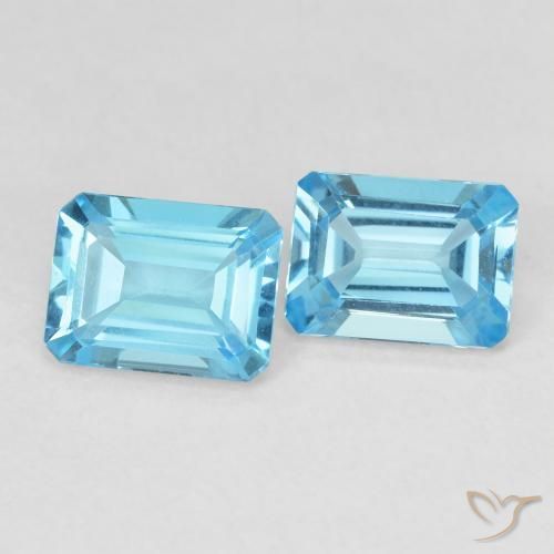 Gemme di Topazio Blu svizzero naturale da 3.40 ct, Ottagonale / Taglio smeraldo, VVS-VS