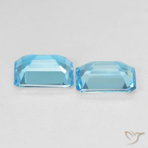 Gemme di Topazio Blu svizzero naturale da 3.40 ct, Ottagonale / Taglio smeraldo, VVS-VS