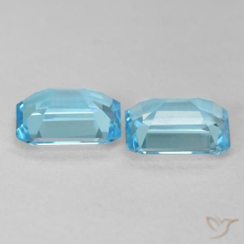 Gemme di Topazio Blu svizzero naturale da 3.64 ct, Ottagonale / Taglio smeraldo, VVS