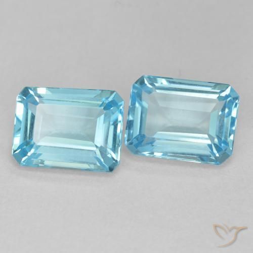 Gemme di Topazio Blu svizzero naturale da 3.90 ct, Ottagonale / Taglio smeraldo, VVS