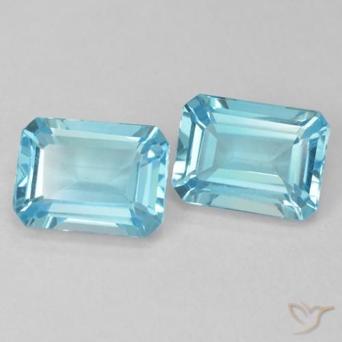 Gemme di Topazio Blu svizzero naturale da 4.08 ct, Ottagonale / Taglio smeraldo, VVS