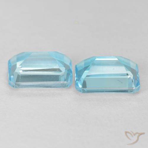 Gemme di Topazio Blu svizzero naturale da 4.08 ct, Ottagonale / Taglio smeraldo, VVS